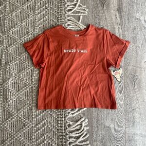 Rust Red 'Howdy Y'all' Crop Top
